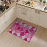 Kids Cartoon Playful Pink Hearts Area Rug