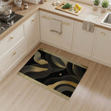 Black Gold Abstract Wave Area Rug