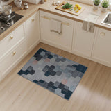 Modern Geometric Hexagon Area Rug in Grey Blue