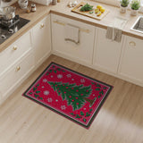 Festive Christmas Tree with Holly Red Area Rug