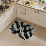 Bold Black Brushstroke Abstract Area Rug