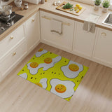Smiling Fried Egg Yellow Cartoon Area Rug