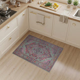 Vibrant Teal Pink Heritage Tribal Area Rug