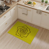 Sunny Yellow Rose Outline Area Rug