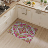 Opulent Pink Gold Floral Baroque Rug