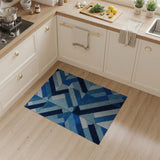 Blue and Teal Modern Blue Geometric Block Area Rug