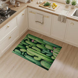 Vibrant Green Cactus Cluster Rug with Pink Blooms