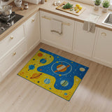 Vibrant Space Planets Kids Cartoon Area Rug