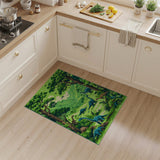 Vibrant Green Dinosaur Jungle Kids Area Rug