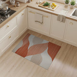 Geometric Modern Wavy Terracotta Abstract Area Rug