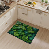 Boho Chic Lush Green Monstera Leaves Area Rug