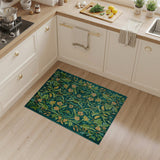 Teal Botanical Floral Vintage Area Rug