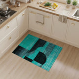 Teal Black Geometric Abstract Blue and Teal Area Rug