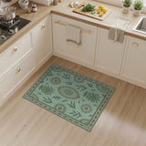 Mint Green Persian Floral Leaf Area Rug