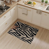 Zebra Stripe Shag Rug with Peach Paw Accents