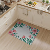 Blush Pink Floral Border Pink Area Rug