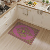 Pink Pink Gold Ornate Medallion Area Rug