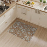 Elegant Floral Damask Beige Area Rug