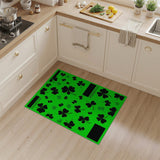 Kids Cartoon Vibrant Green Shamrock Clover Area Rug