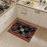 Vibrant Vinyl Records Multi-Color Geometric Rug