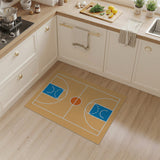 Orange Basketball Court Outline Area Rug