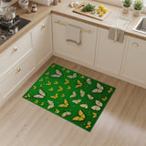 Whimsical Yellow Butterflies Green Area Rug