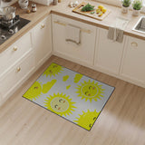 Cheerful Cartoon Sun and Cloud Kids Rug