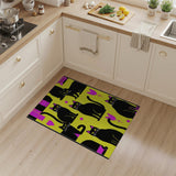 Multi-color and Patterns Playful Black Cats Yellow Area Rug