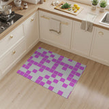 Vibrant Pink Geometric Pixel Art Area Rug