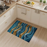 Coastal Blue Waves Golden Dunes Area Rug