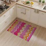 Vibrant Pink Orange Chevron Zigzag Area Rug
