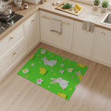 Whimsical Bunny Chicks Green Area Rug