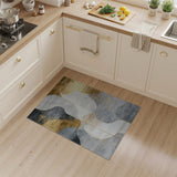 Abstract Gold Fluid Grey Area Rug