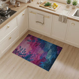Vibrant Pink Sunset Mountain Silhouette Area Rug