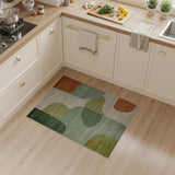 Organic Abstract Green and Orange Shapes Area Rug