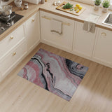 ODIKA Washable Pink Abstract Marble Area Rug - Non-Slip Low Pile Modern Rug