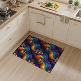 Vibrant Rainbow Carnival Mask Area Rug