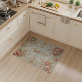 ODIKA Vintage Floral Washable Area Rug - Low Pile Non-Slip Traditional Rug