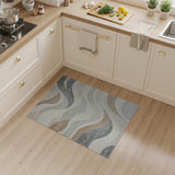 Beige and Neutral Wavy Abstract Beige Grey Area Rug