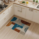Terracotta Teal Geometric Abstract Area Rug