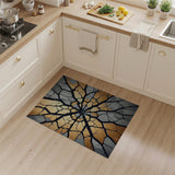 Gold Fracture Cracked Grey Area Rug