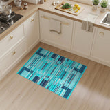 Washable Blue Teal Geometric Area Rug
