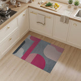 Abstract Pink Grey Curved Geometric Rug