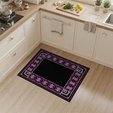 Pink Geometric Tribal Border Area Rug