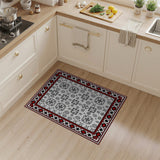 Red Border Geometric Tribal Area Rug