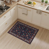 Blue and Teal Navy Blue Traditional Persian Floral Rug