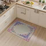 Ornate Pink Floral Frame Area Rug