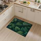 Green Lush Monstera Leaves Green Area Rug