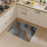 Abstract Wavy Blue Teal Terracotta Area Rug