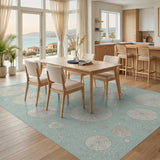 Teal Coastal Sand Dollar Area Rug